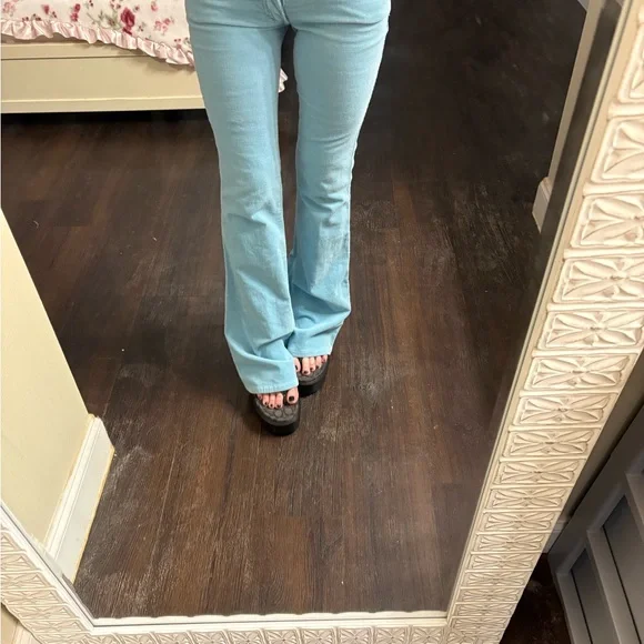 Baby blue Frankie b corduroy flares size 2 Y2K - Picture 3 of 9